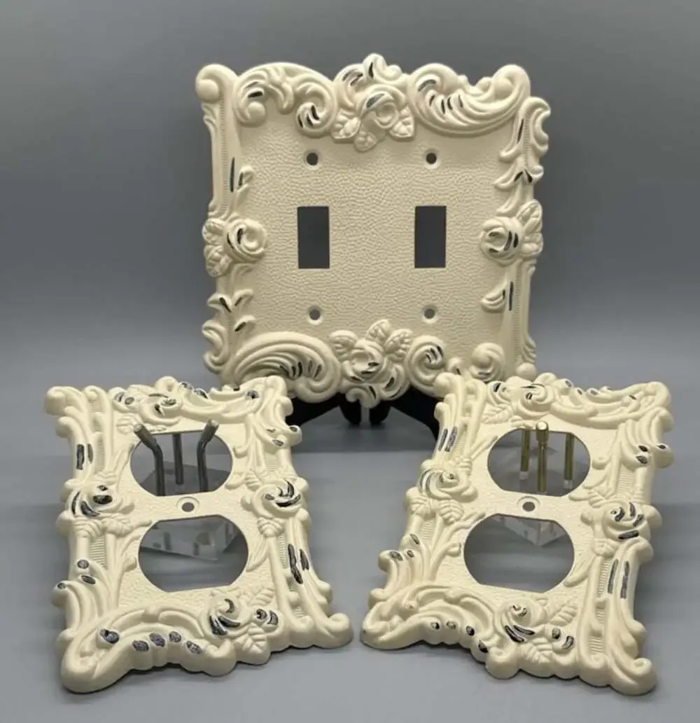 Amertac Cast Metal Antique White Switch & Outlet Plate Covers Lot Cottagecore